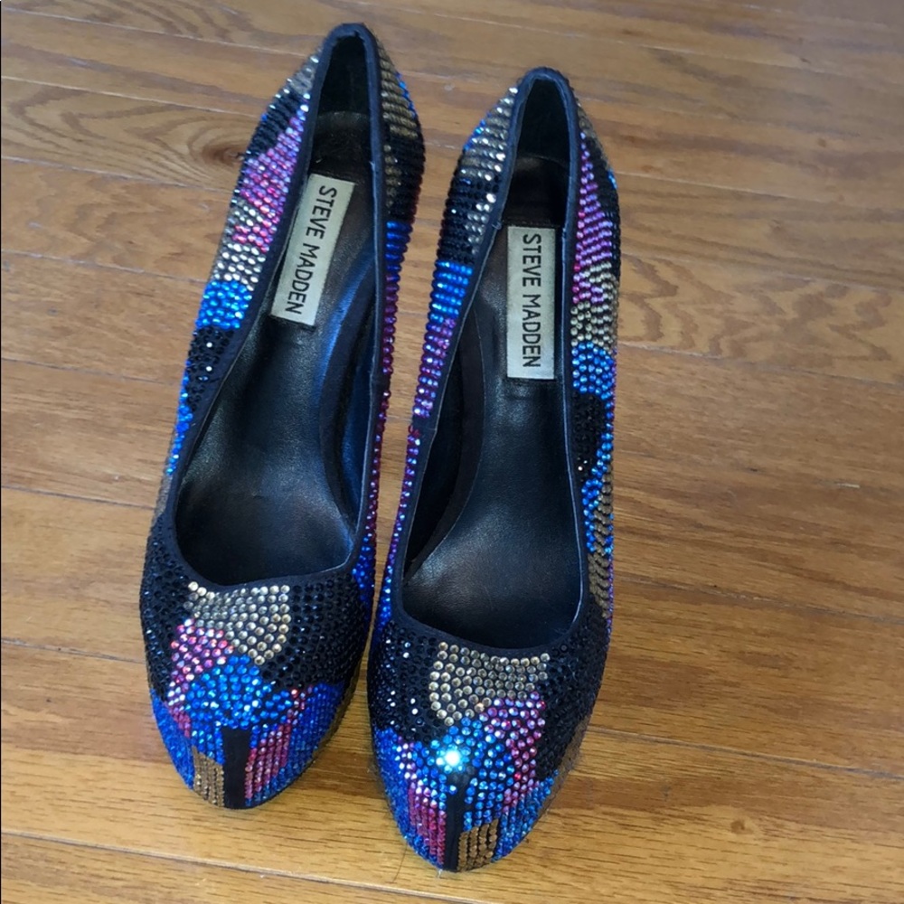 Multi-Colored Rhinestone Platform Heels - image 2